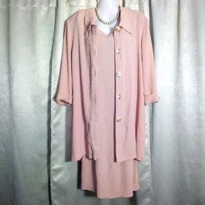 Vintage J.W. Treci 2 piece dress and Jacket  Set Tan Size 16